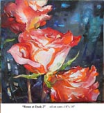 Roses at Dusk-2, Oil on Canvas